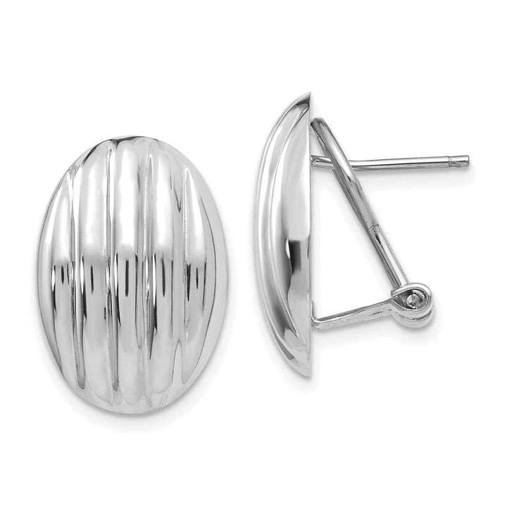 14k White Gold Fancy Omega Back Post Earrings