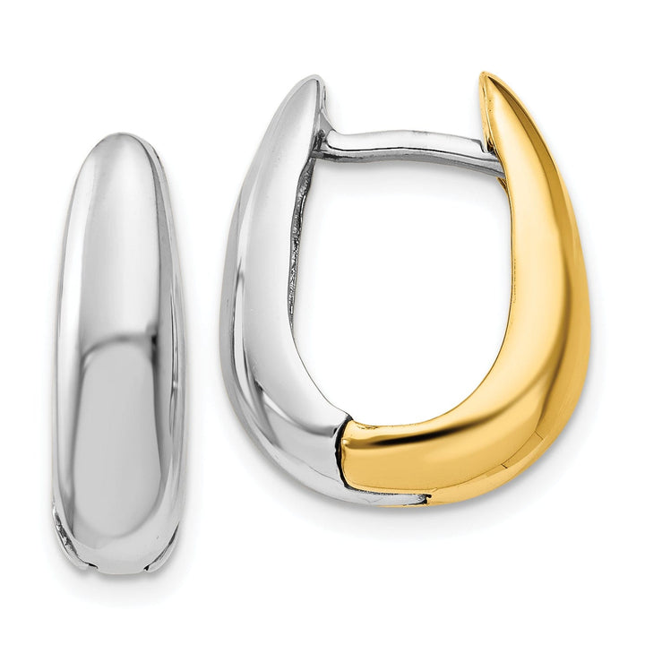 14k Two-tone Polished U-Shaped Hoop Earrings