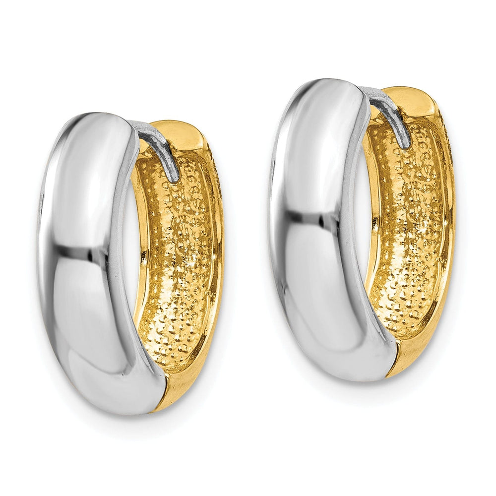 14K Two-tone Polished Huggie Hoop Earrings