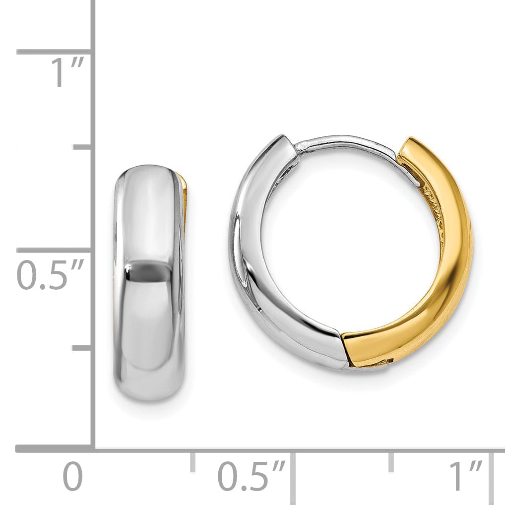 14K Two-tone Polished Huggie Hoop Earrings