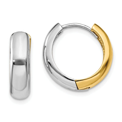 14K Two-tone Polished Huggie Hoop Earrings at $ 401.9 only from Jewelryshopping.com