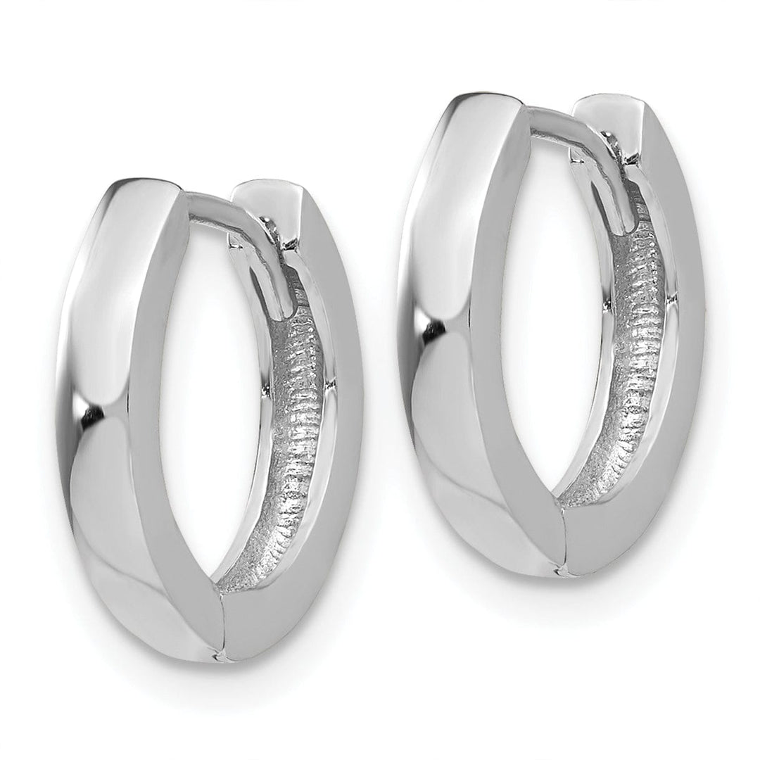 14k White Gold Polished Solid Hoop Earrings