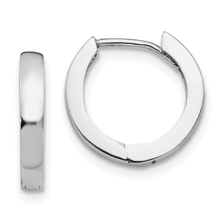 14k White Gold Polished Solid Hoop Earrings