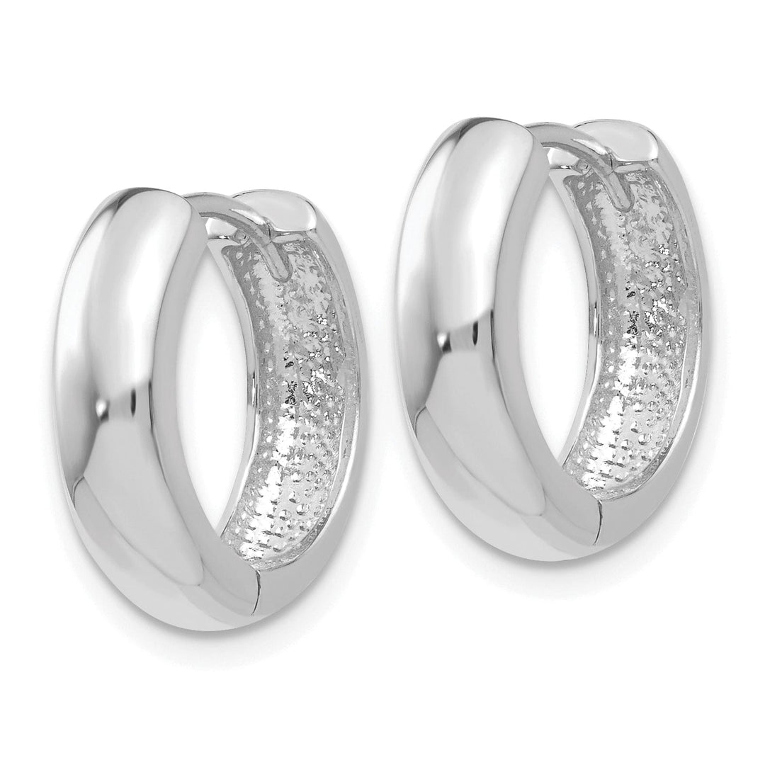 14k White Gold Polished Solid Hoop Earrings