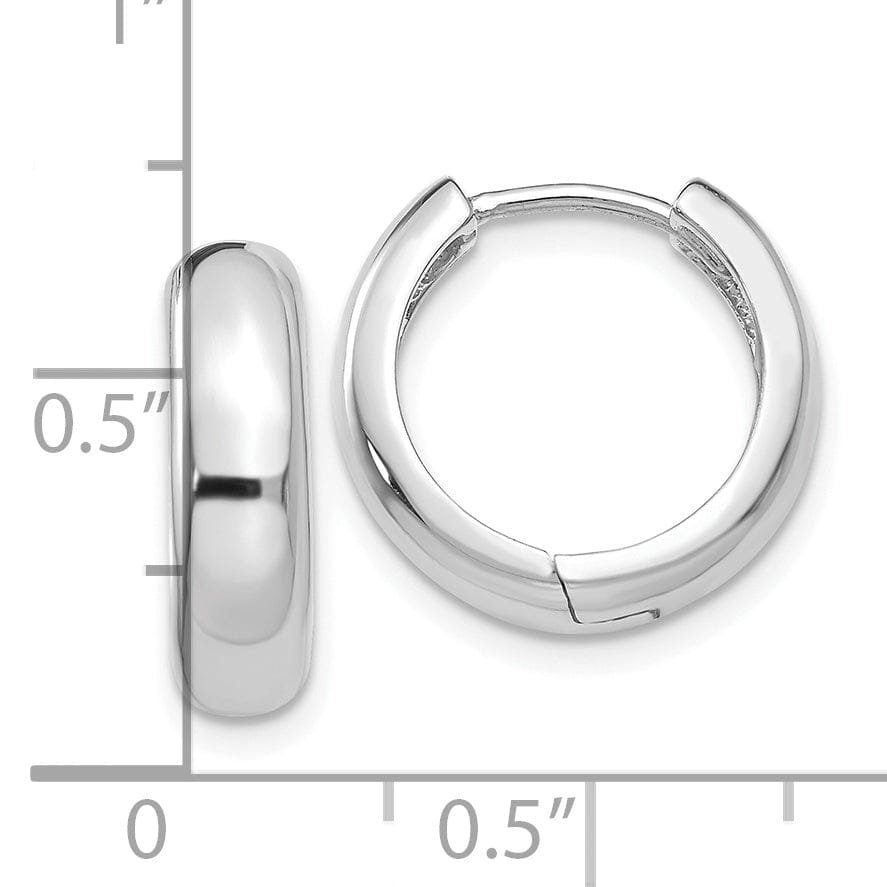 14k White Gold Polished Solid Hoop Earrings