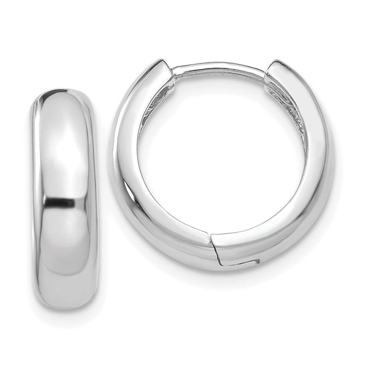 14k White Gold Polished Solid Hoop Earrings