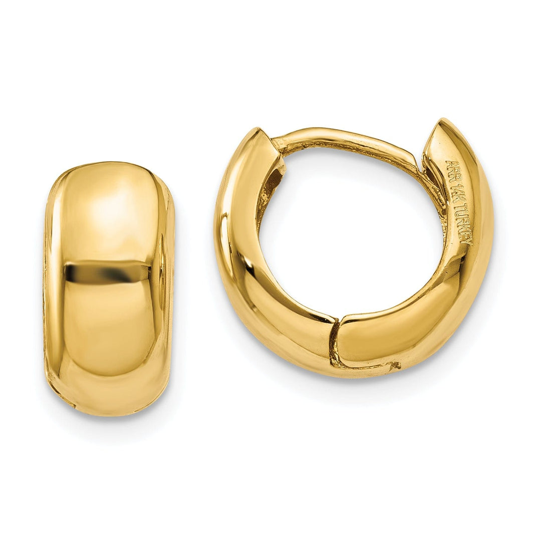 14k Yellow Gold Polished Solid Hoop Earrings