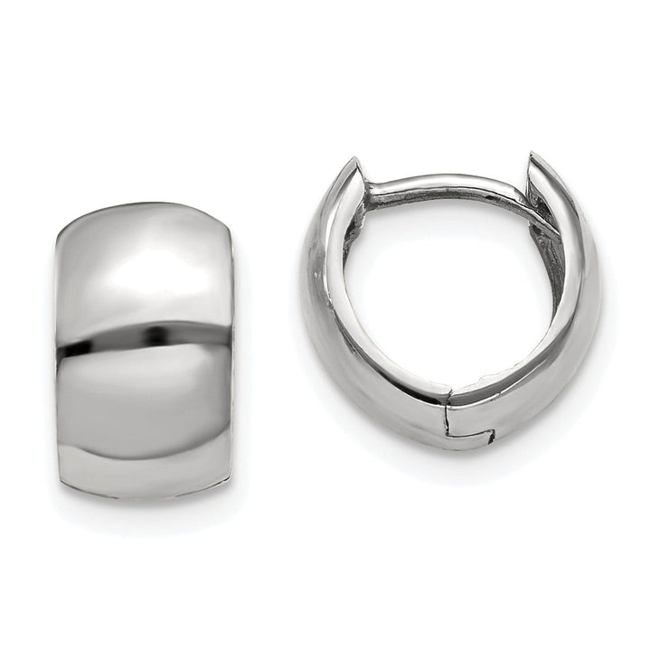 14k White Gold Polished Solid Hoop Earrings