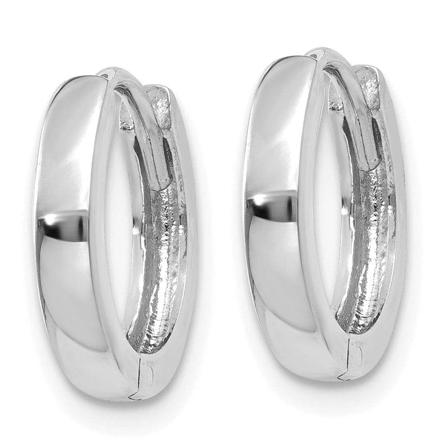 14k White Gold Polished Solid Hoop Earrings