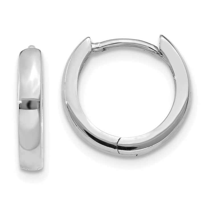 14k White Gold Polished Solid Hoop Earrings