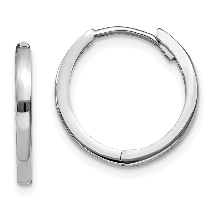 14k White Gold Polished Solid Hoop Earrings