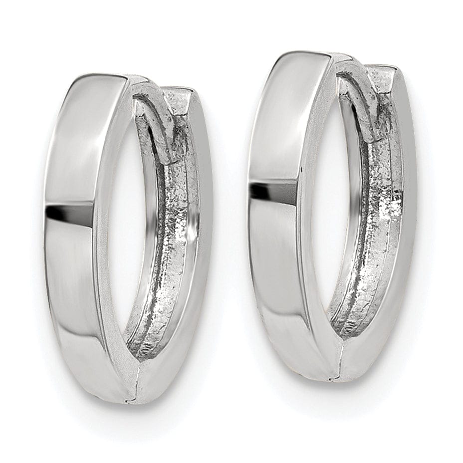 14k White Gold Polished Solid Hoop Earrings