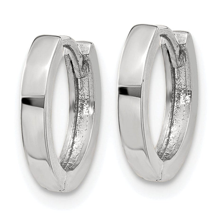 14k White Gold Polished Solid Hoop Earrings