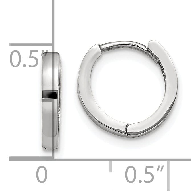 14k White Gold Polished Solid Hoop Earrings
