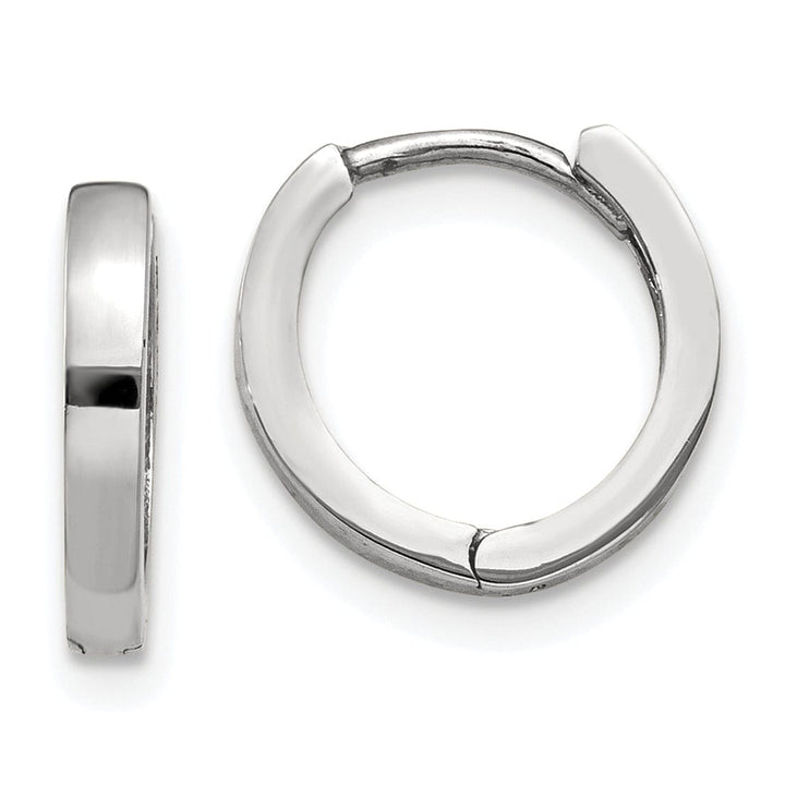 14k White Gold Polished Solid Hoop Earrings