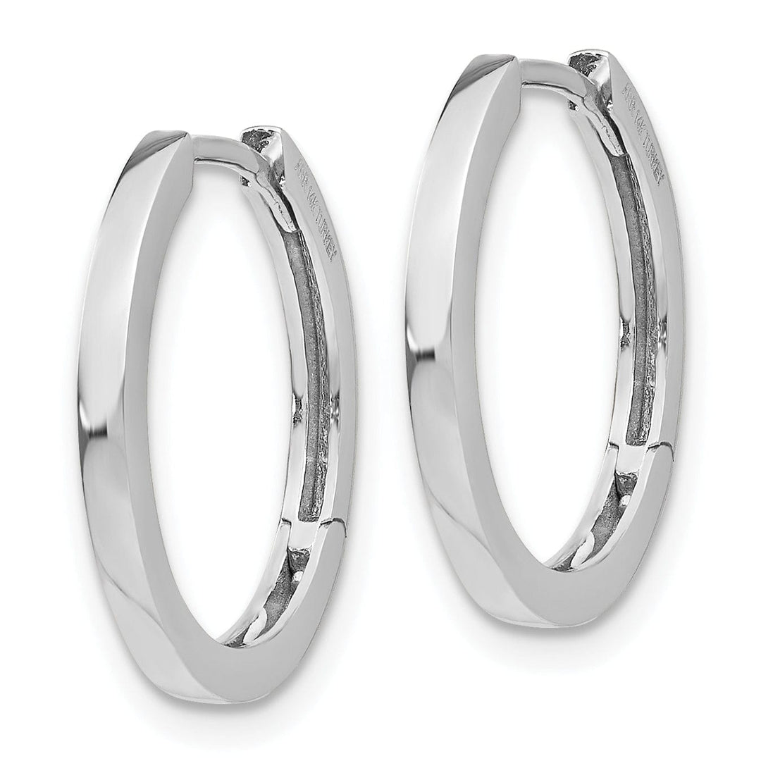 14k White Gold Polished Solid Hoop Earrings