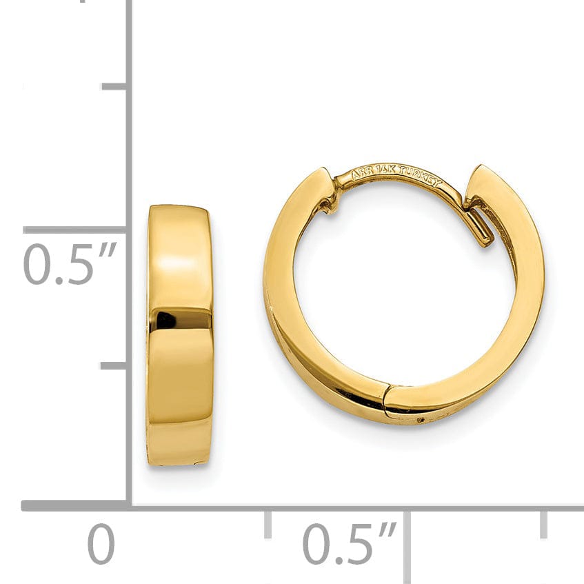 14k Yellow Gold Polished Solid Hoop Earrings