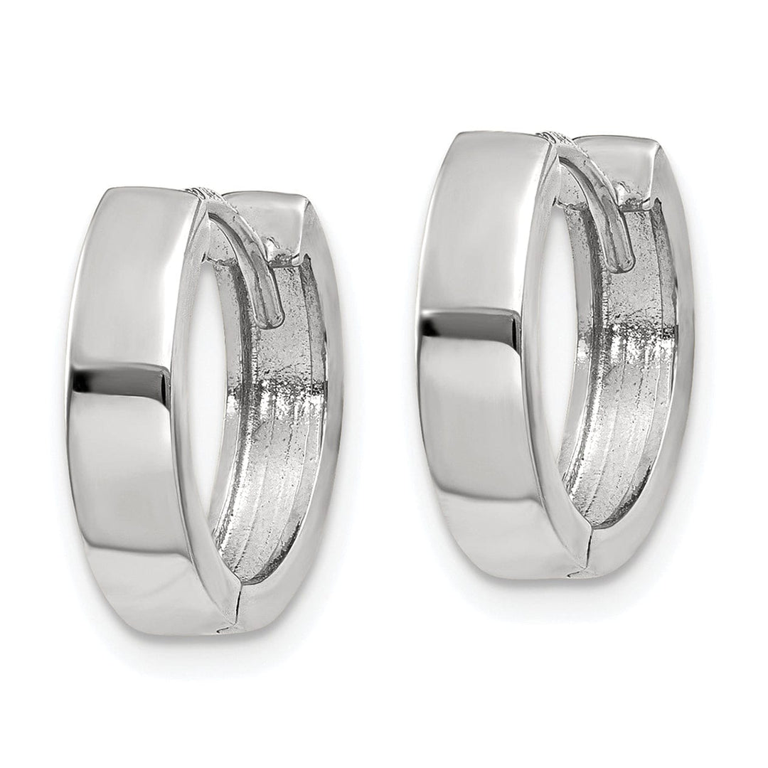 14k White Gold Polished Solid Hoop Earrings