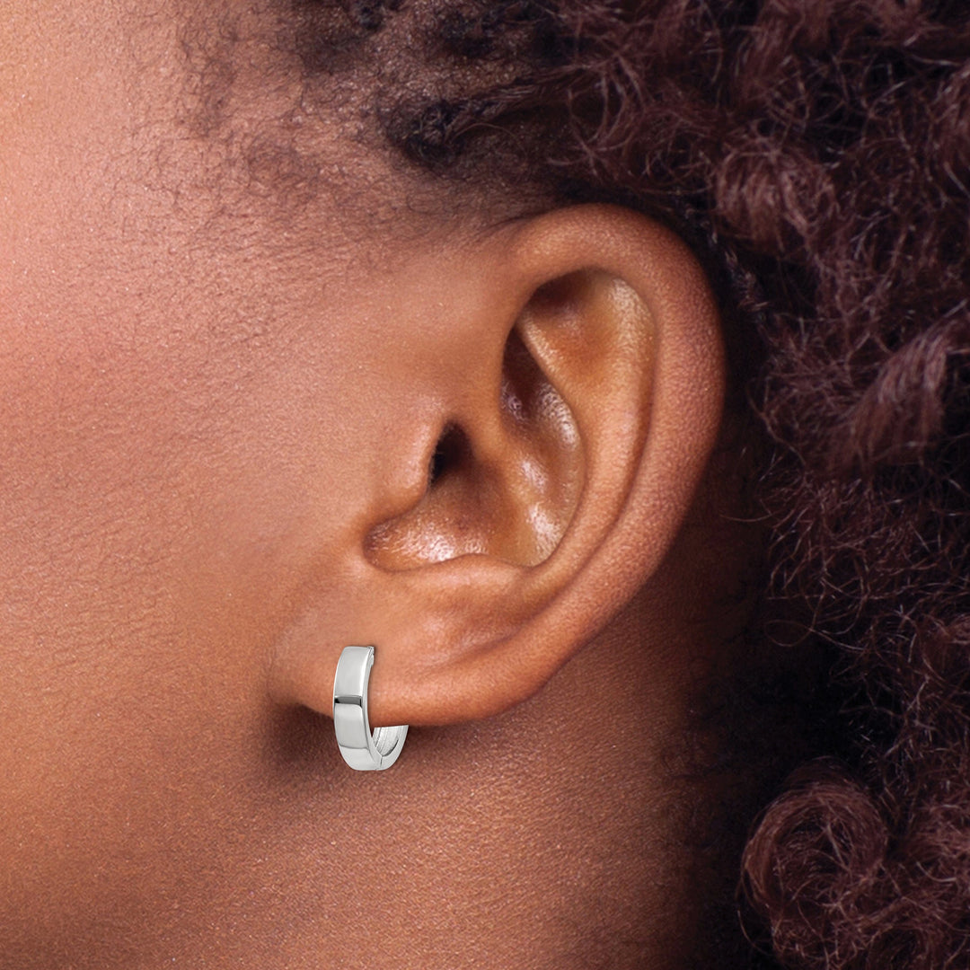14k White Gold Polished Solid Hoop Earrings