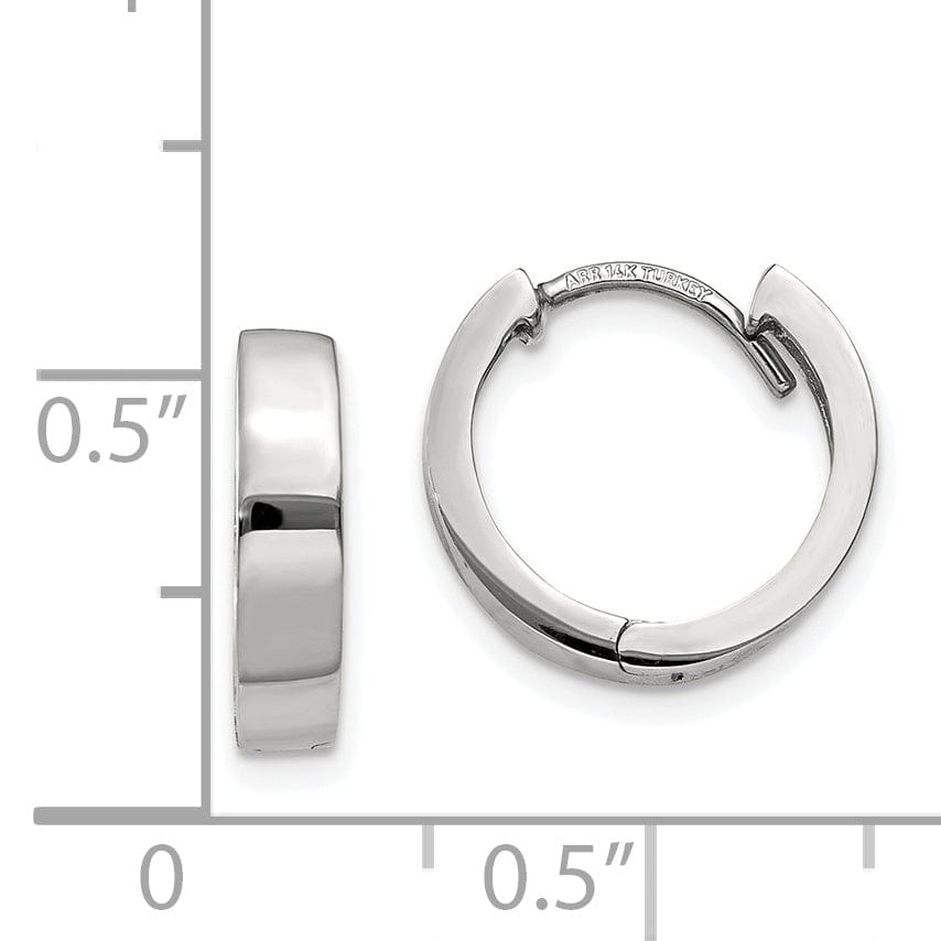 14k White Gold Polished Solid Hoop Earrings