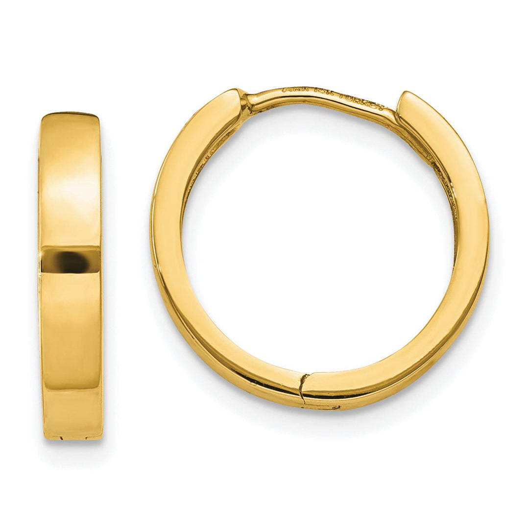 14k Yellow Gold Polished Solid Hoop Earrings