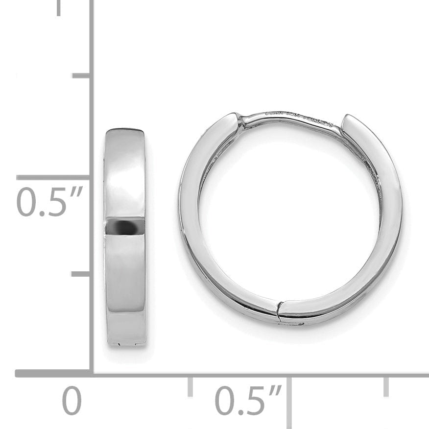 14k White Gold Polished Solid Hoop Earrings