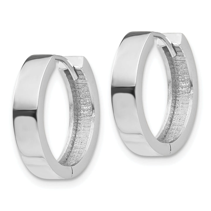14k White Gold Polished Solid Hoop Earrings