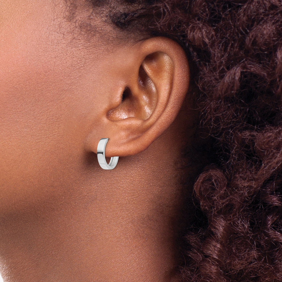 14k White Gold Polished Solid Hoop Earrings