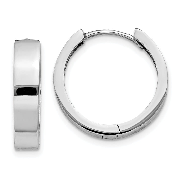 14k White Gold Polished Solid Hoop Earrings