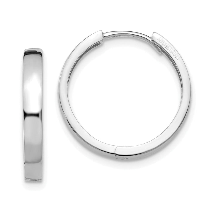 14k White Gold Polished Solid Hoop Earrings