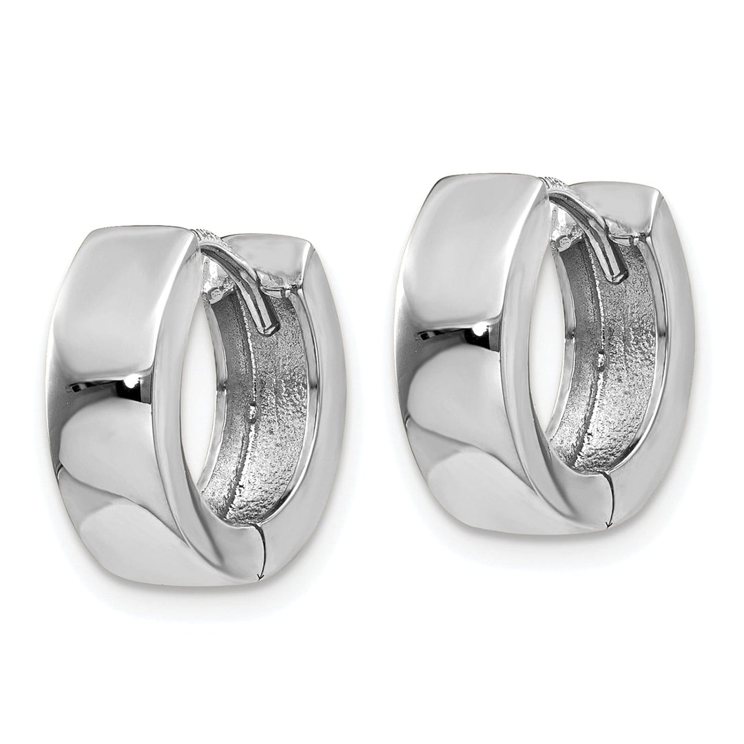 14k White Gold Polished Solid Hoop Earrings