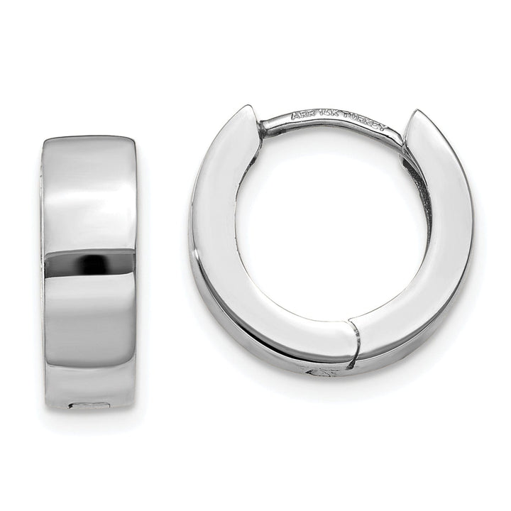 14k White Gold Polished Solid Hoop Earrings