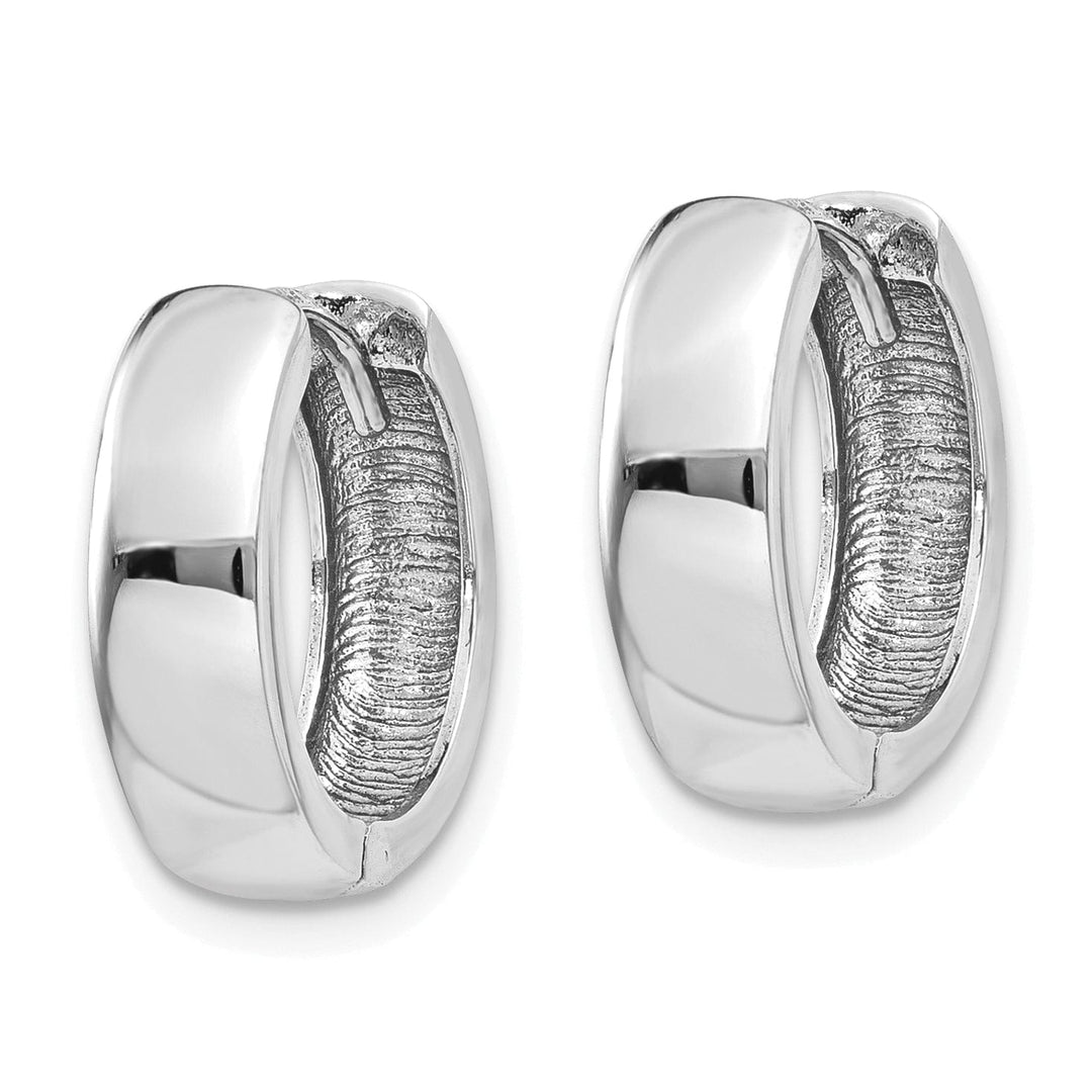 14k White Gold Polished Solid Hoop Earrings