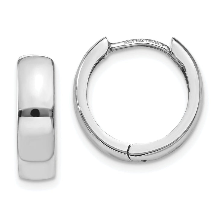 14k White Gold Polished Solid Hoop Earrings