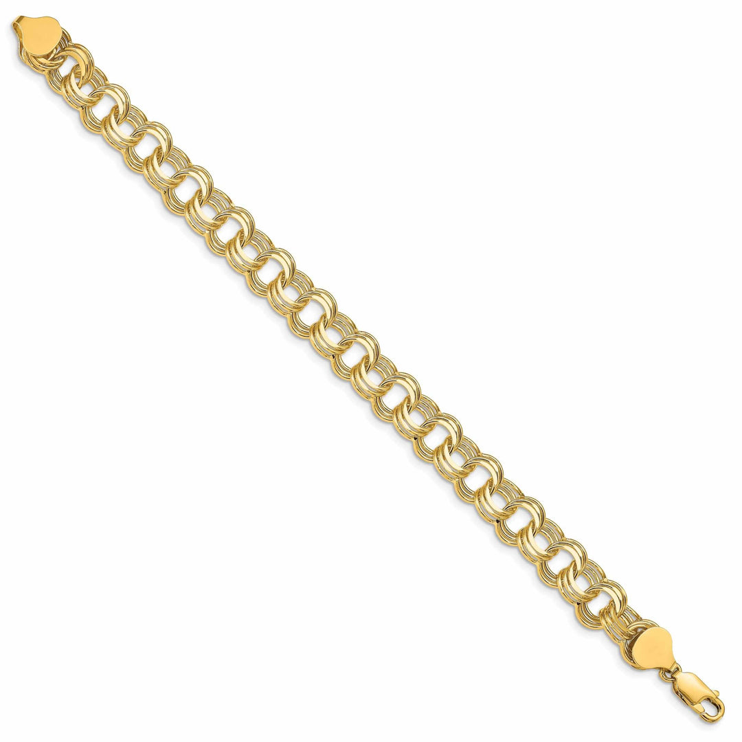 14k Gold Triple Link Charm Bracelet