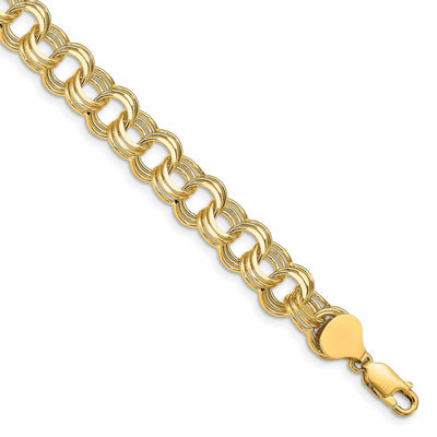 14k Gold Triple Link Charm Bracelet