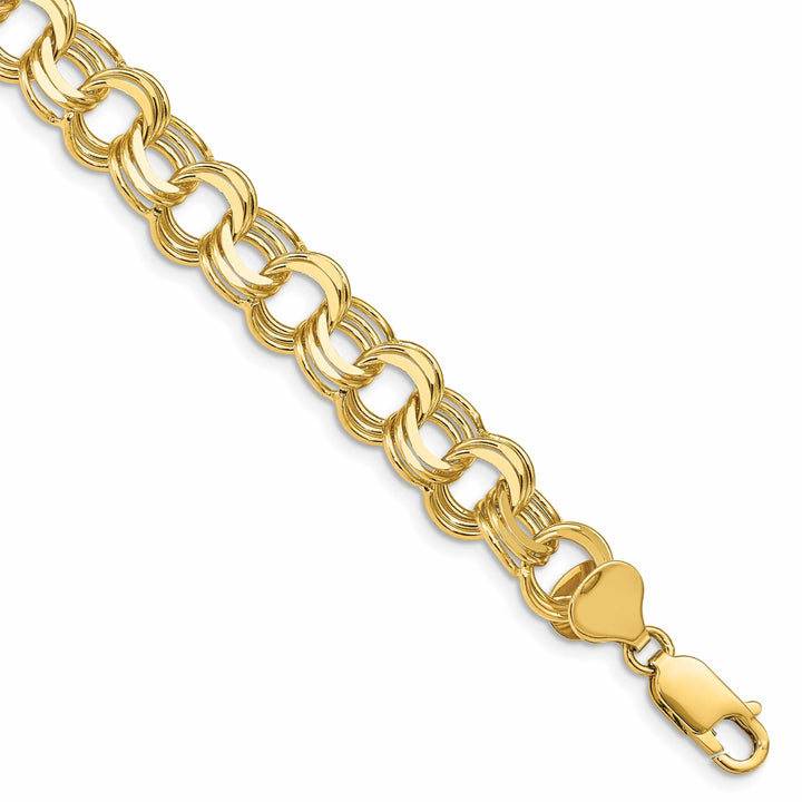 14k Gold Triple Link Charm Bracelet