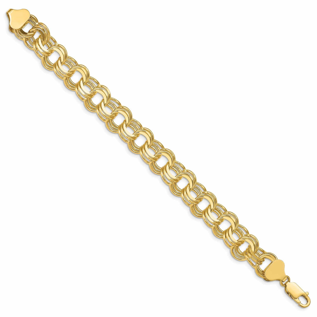 14k Gold Triple Link Charm Bracelet