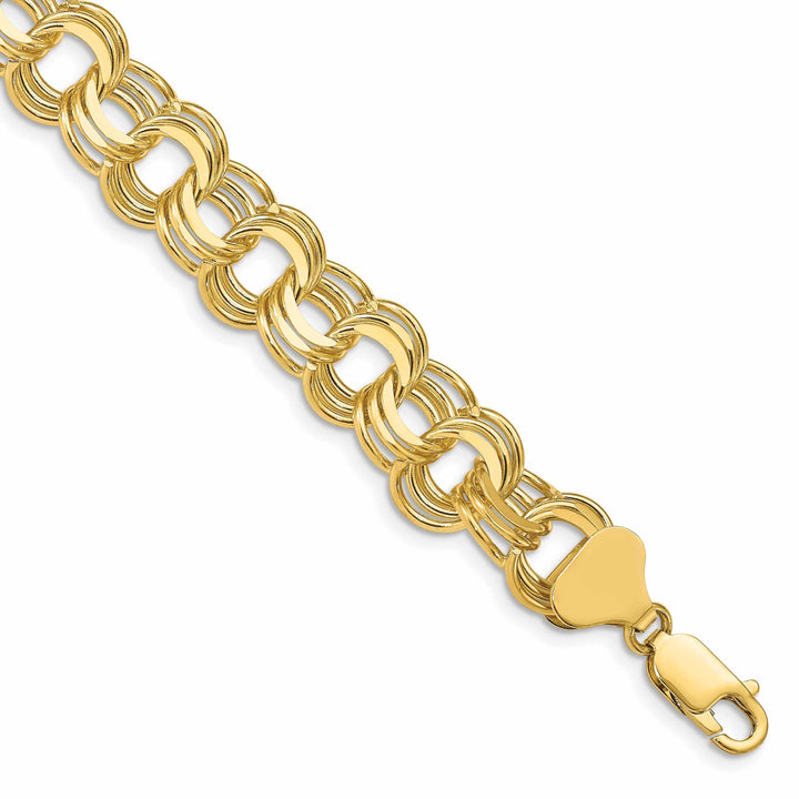 14k Gold Triple Link Charm Bracelet