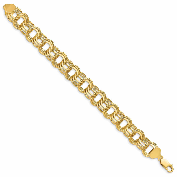 14k Gold Triple Link Charm Bracelet