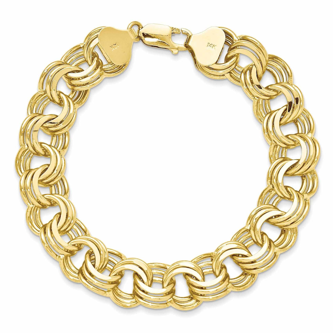 14k Gold Triple Link Charm Bracelet