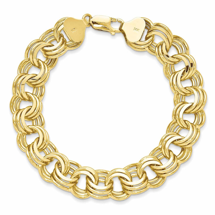 14k Gold Triple Link Charm Bracelet