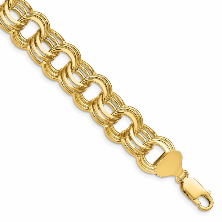 14k Gold Triple Link Charm Bracelet