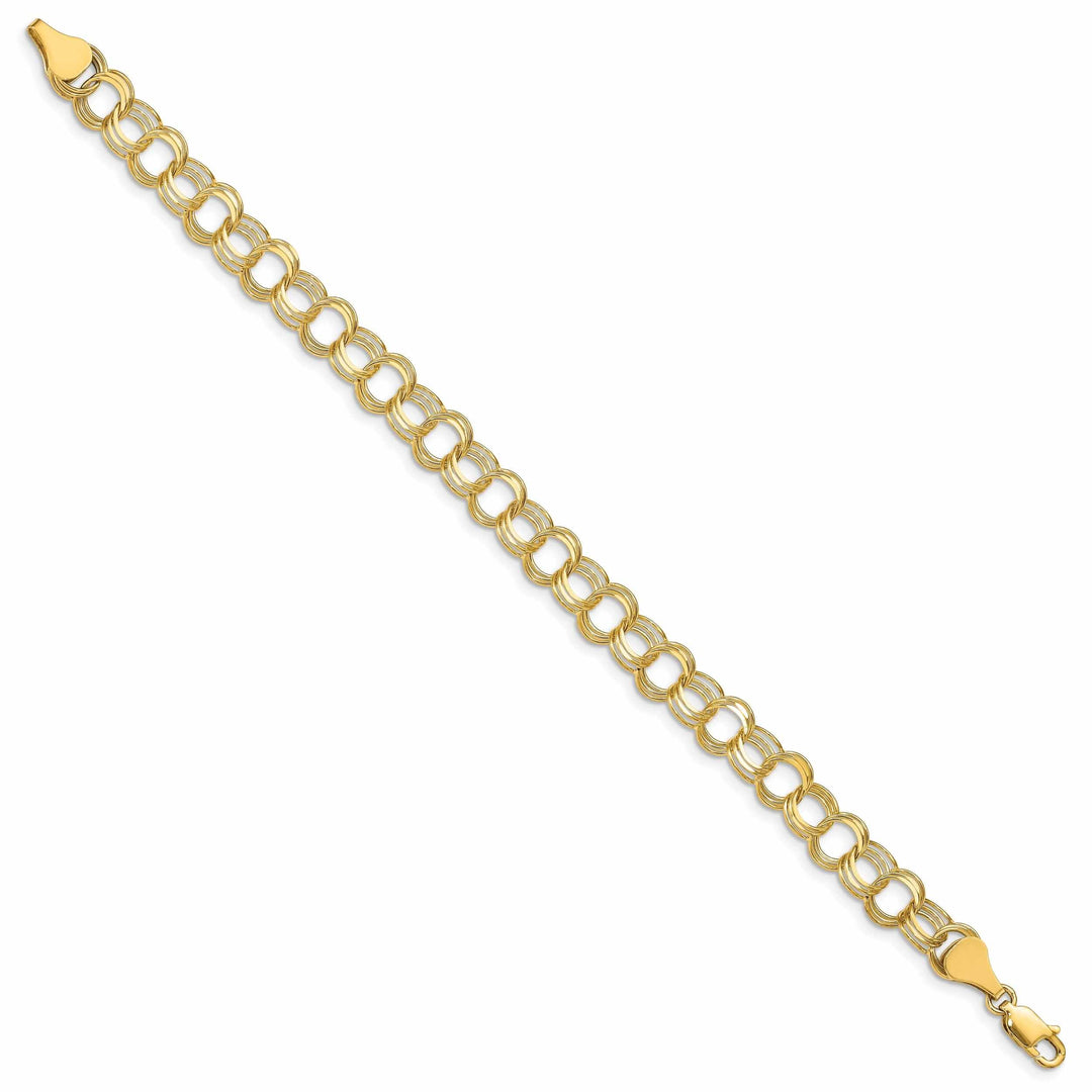 14k Gold Triple Link Charm Bracelet