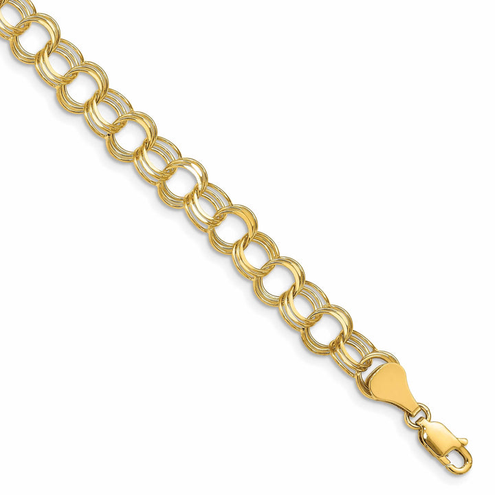 14k Gold Triple Link Charm Bracelet