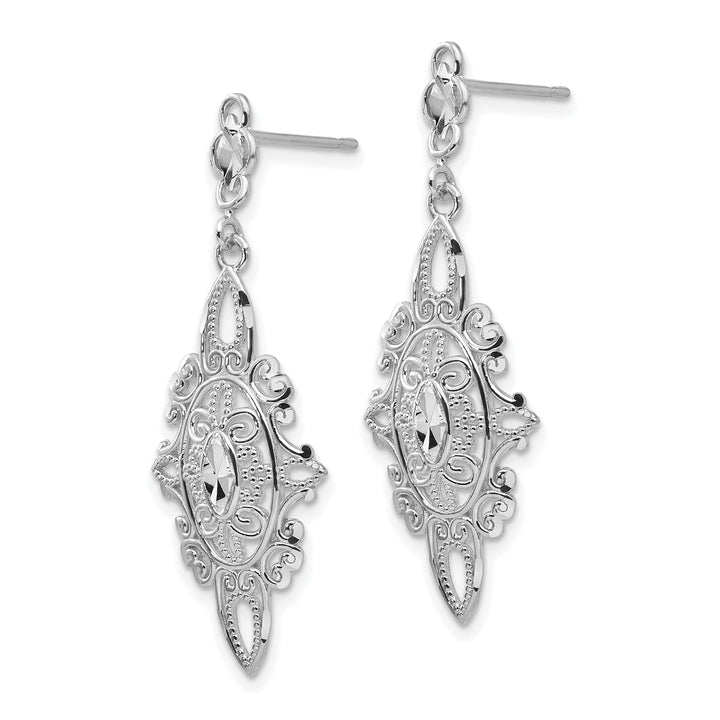 14k White Gold D.C Filigree Dangle Earrings