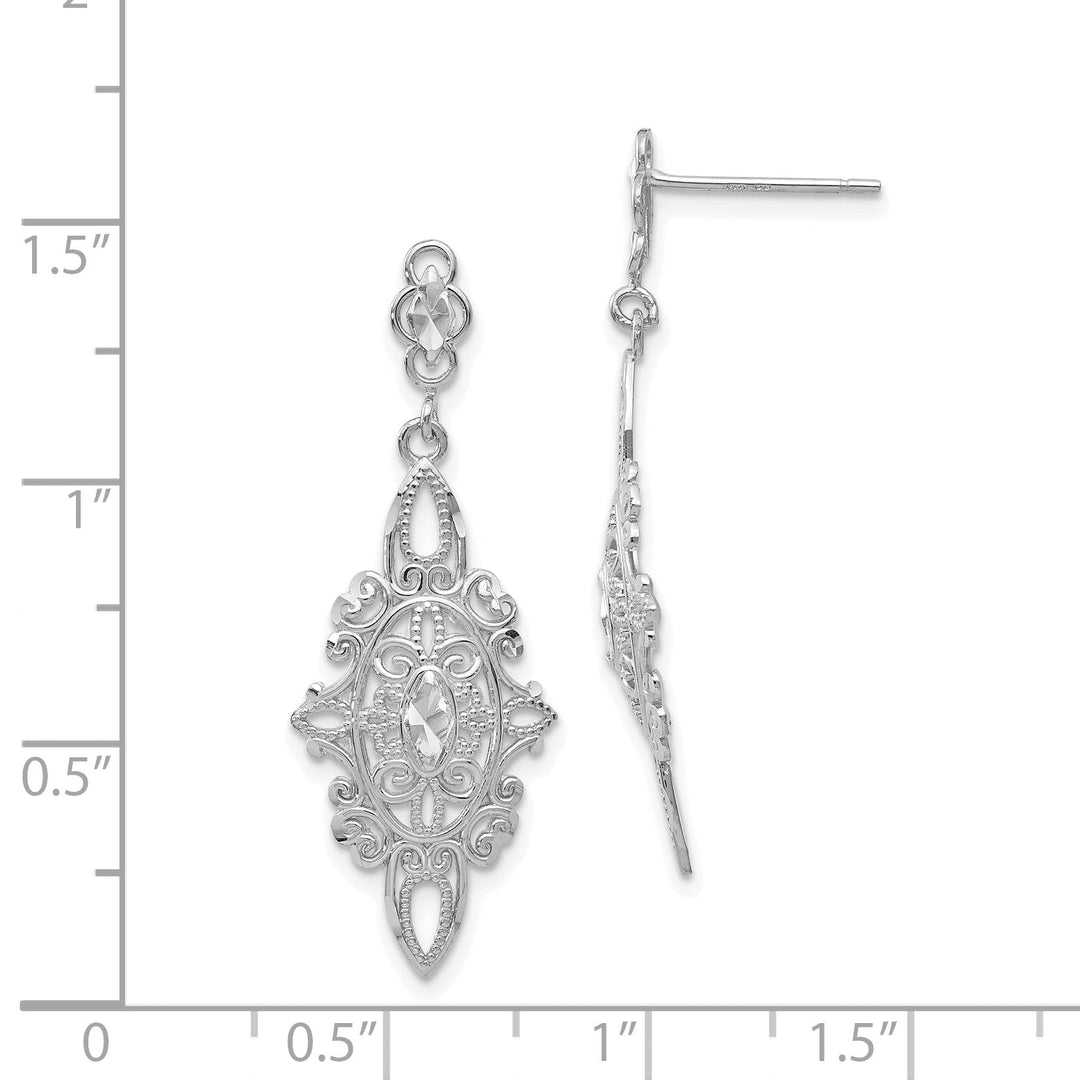 14k White Gold D.C Filigree Dangle Earrings