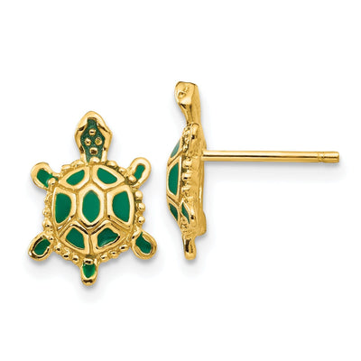 14k Yellow Gold Enameled Turtle Post Earrings at $ 187.39 only from Jewelryshopping.com