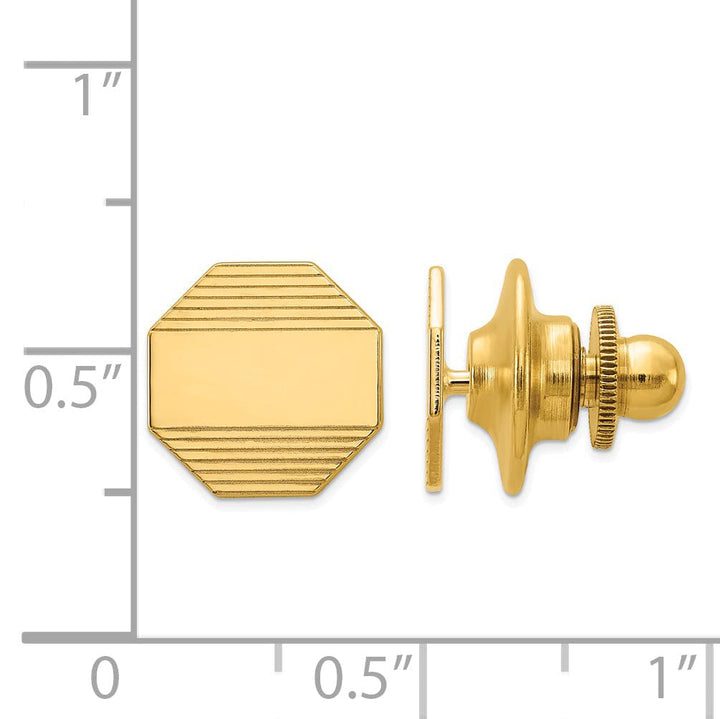 14k Yellow Gold Solid Octagon Design Tie Tac