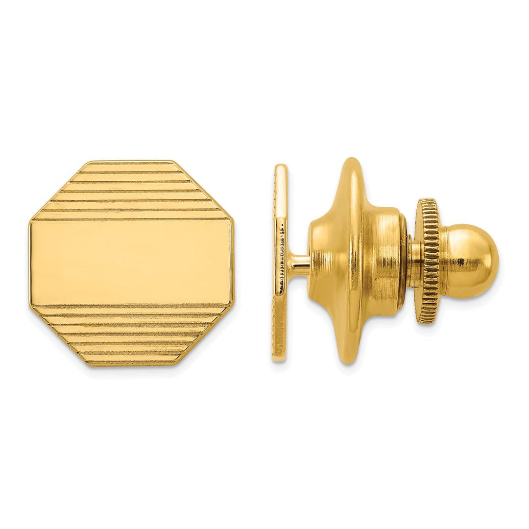 14k Yellow Gold Solid Octagon Design Tie Tac